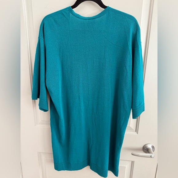 NWT Chicos Size 2 (12-14) teal long open-front cardigan. - Picture 5 of 6